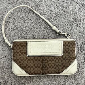 Coach Brown and White Wristlet